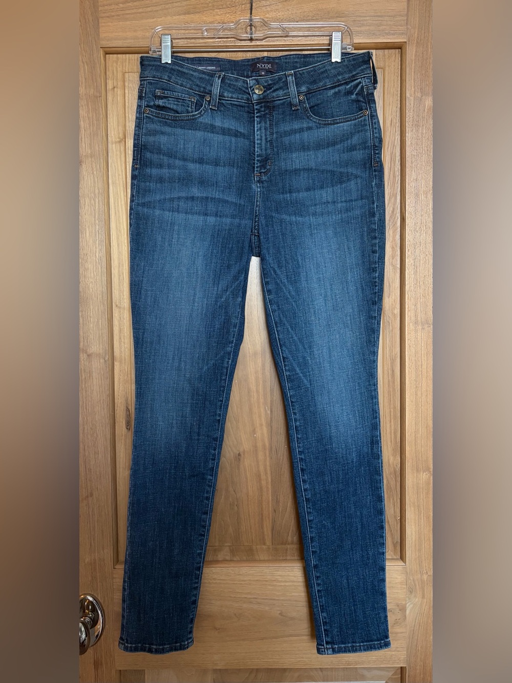 NYDJ Whisker Ami Skinny Legging Jean LiftxTuck Stretch 10 Medium Blue Ombré Wash